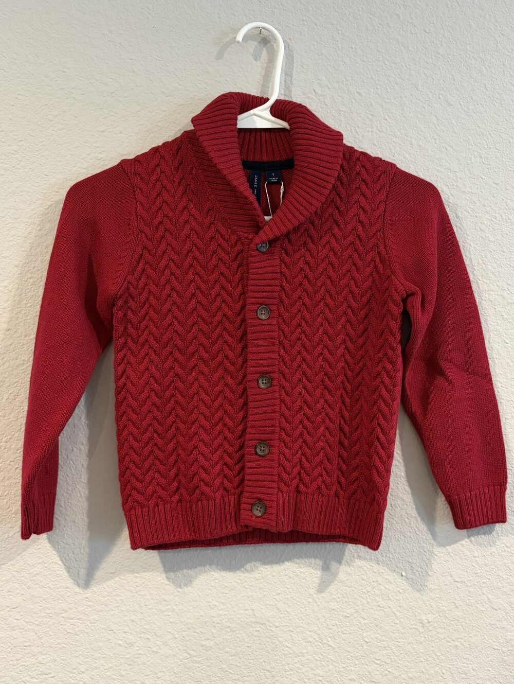 NEW Janie & Jack Boys Classic Casual Chunky Knit Button Up Cardigan Sweater SZ 5